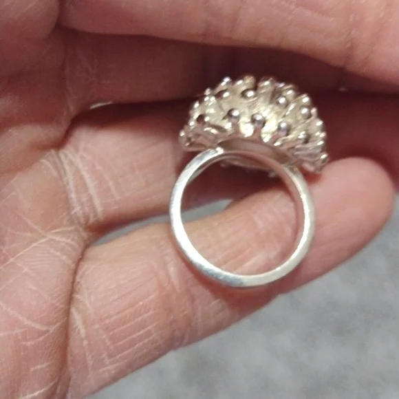 FINE SOLID STERLING SILVER .925 STARBURST DESIGNED SIZE 6 RING - Picture 7 of 9